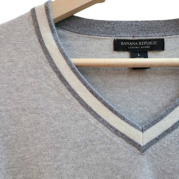 Silk Cotton Cashmere Blend Collegiate Sweater, Size Large - Picture 5 of 12